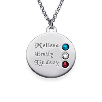 Silver Birthstone Personalised Necklace for Mum Inscriptions (1-3)  - AMAZINGNECKLACE.COM
