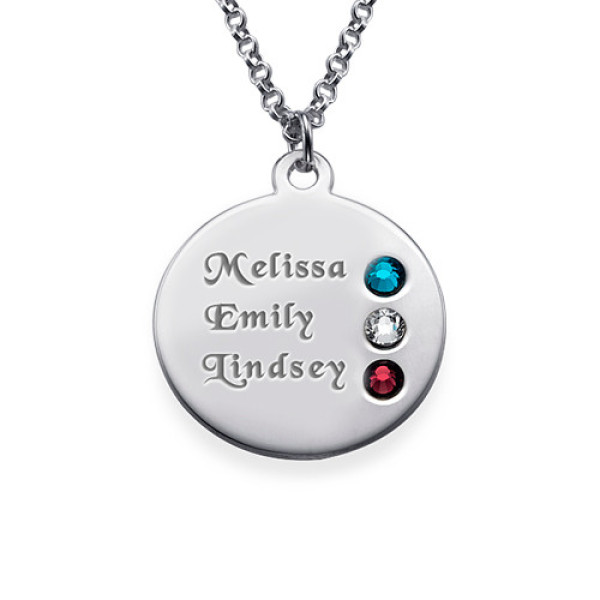 Silver Birthstone Personalised Necklace for Mum Inscriptions (1-3)  - AMAZINGNECKLACE.COM