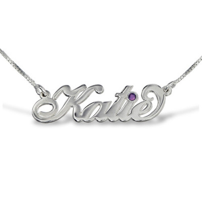Silver "Carrie" Style Swarovski Name Personalised Necklace - AMAZINGNECKLACE.COM