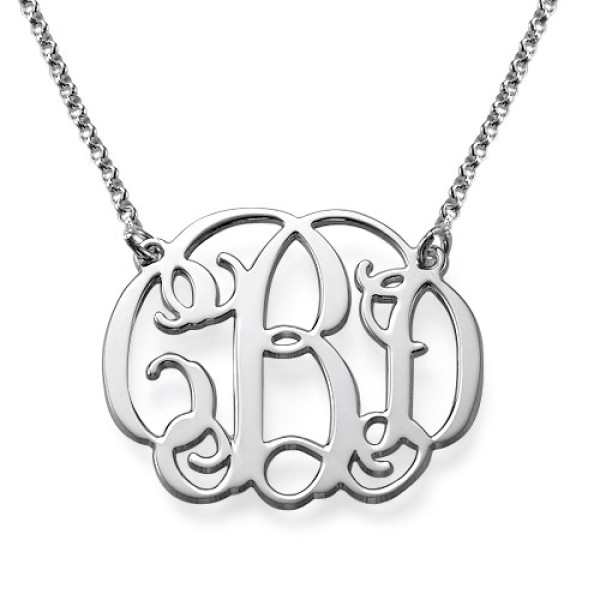 Silver Celebrity Style Monogram Personalised Necklace - AMAZINGNECKLACE.COM