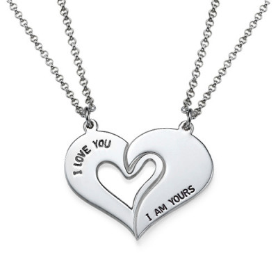 Silver Couples Breakable Heart Personalised Necklace - AMAZINGNECKLACE.COM