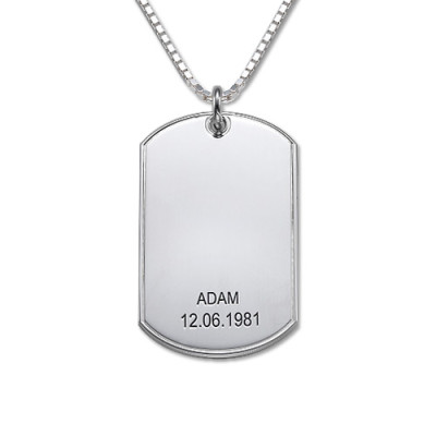 Father's Day Gifts - Silver Dog Tag Personalised Necklace - AMAZINGNECKLACE.COM