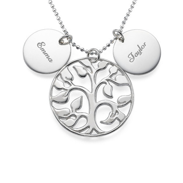 Engraved Disc Cut Out Family Tree Personalised Necklace - AMAZINGNECKLACE.COM