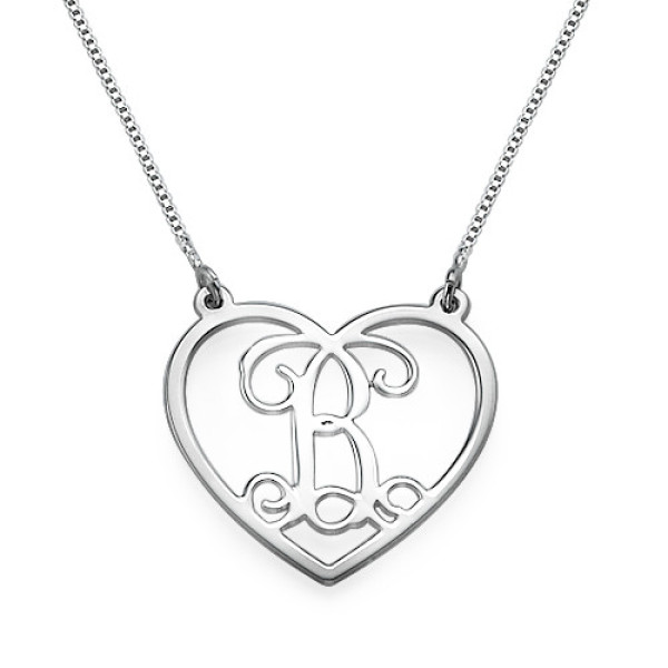 Silver Heart Initials Personalised Necklace - AMAZINGNECKLACE.COM
