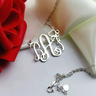 Personalised Initial Monogram Necklace With Heart Srerling Silver - AMAZINGNECKLACE.COM