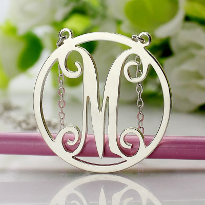 Sterling Silver Small Single Circle Monogram Letter Personalised Necklace - AMAZINGNECKLACE.COM