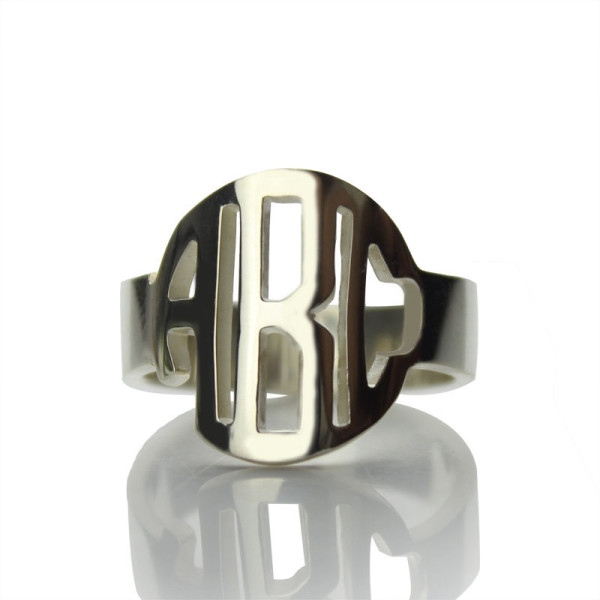 Sterling Silver Block Monogram Personalised Ring Gifts - AMAZINGNECKLACE.COM