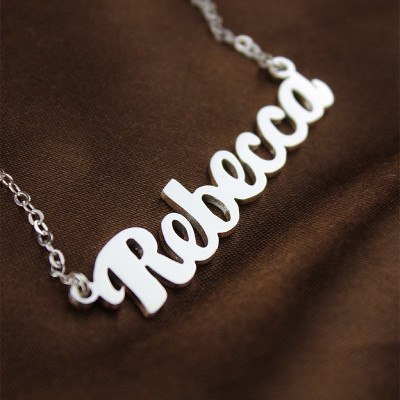 Personalised Sterling Silver Puff Font Namplate Necklace - AMAZINGNECKLACE.COM