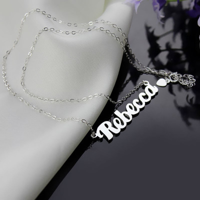 Personalised Sterling Silver Puff Font Namplate Necklace - AMAZINGNECKLACE.COM