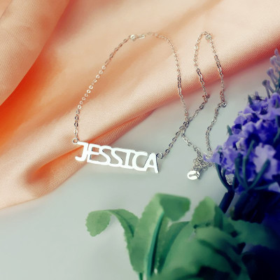 Block Letter Name Personalised Necklace Silver - "jessica" - AMAZINGNECKLACE.COM