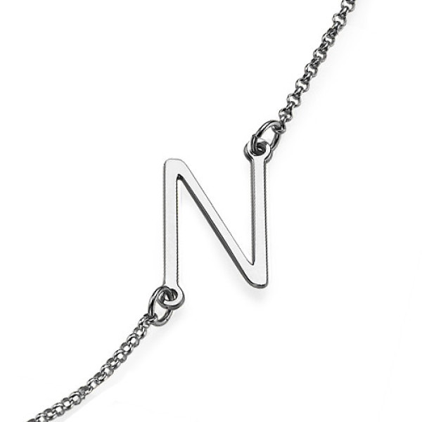 Silver Side Initial Personalised Necklace - AMAZINGNECKLACE.COM
