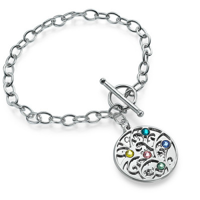 Silver Tree of Life Personalised Bracelet - Filigree Style - AMAZINGNECKLACE.COM