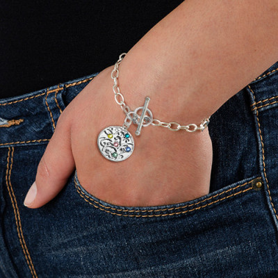 Silver Tree of Life Personalised Bracelet - Filigree Style - AMAZINGNECKLACE.COM