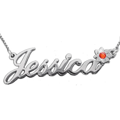 Silver and Swarovski Crystal Flower Name Personalised Necklace - AMAZINGNECKLACE.COM