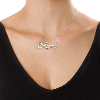 Silver and Swarovski Middle Heart Name Personalised Necklace - AMAZINGNECKLACE.COM