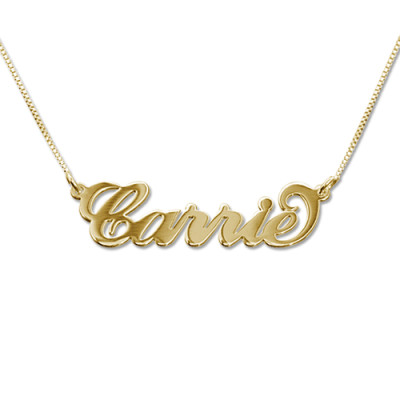 Small 18ct Gold-Plated Silver Carrie Name Personalised Necklace - AMAZINGNECKLACE.COM