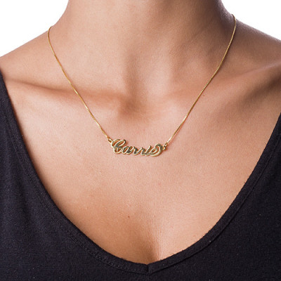 Small 18ct Gold-Plated Silver Carrie Name Personalised Necklace - AMAZINGNECKLACE.COM