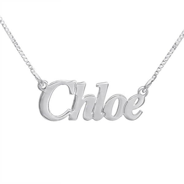 Small Angel Style Silver Name Personalised Necklace - AMAZINGNECKLACE.COM