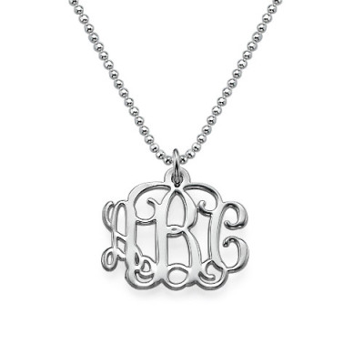 Small Silver Monogram Personalised Necklace - Smaller Version - AMAZINGNECKLACE.COM
