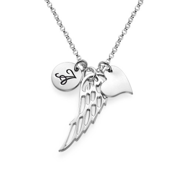 Sterling Silver Angel Wing Personalised Necklace - AMAZINGNECKLACE.COM