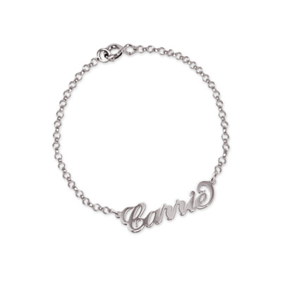 Sterling Silver "Carrie" Name Personalised Bracelet / Anklet - AMAZINGNECKLACE.COM