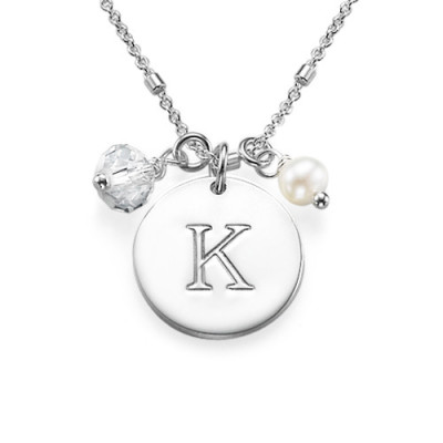 Sterling Silver Charm Initial Pendant - AMAZINGNECKLACE.COM