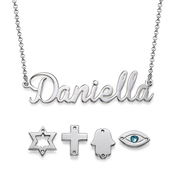 Sterling Silver Charm Name Personalised Necklace - AMAZINGNECKLACE.COM