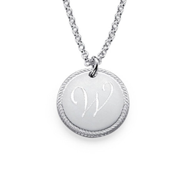 Sterling Silver Circle Initial Personalised Necklace - AMAZINGNECKLACE.COM