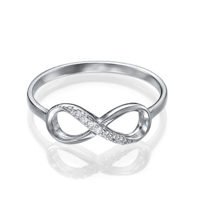 Sterling Silver Cubic Zirconia Infinity Personalised Ring - AMAZINGNECKLACE.COM