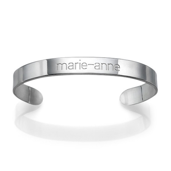 Engraved Cuff Personalised Bracelet in Silver - AMAZINGNECKLACE.COM
