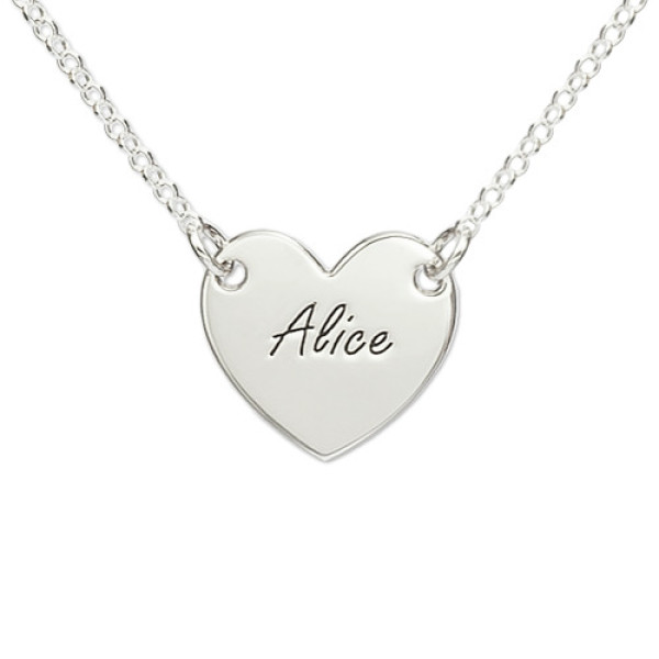 Sterling Silver Engraved Heart Personalised Necklace - AMAZINGNECKLACE.COM
