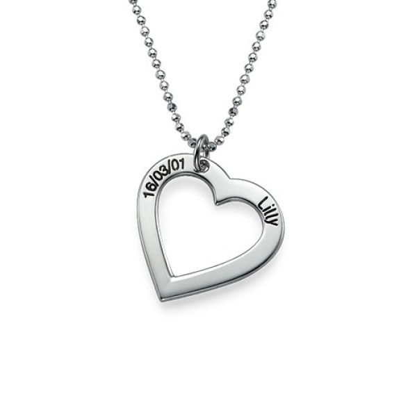 Sterling Silver Engraved Heart Personalised Necklace-One Pendant/Two Pendants/More Pendants - AMAZINGNECKLACE.COM