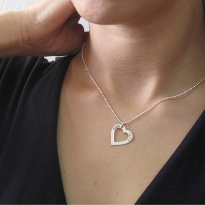 Sterling Silver Engraved Heart Personalised Necklace-One Pendant/Two Pendants/More Pendants - AMAZINGNECKLACE.COM