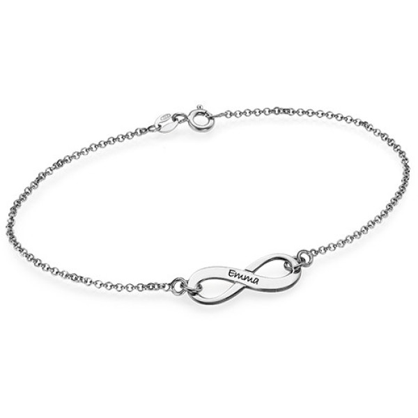 Sterling Silver Engraved Infinity Personalised Bracelet/Anklet - AMAZINGNECKLACE.COM
