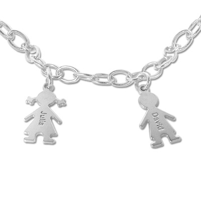 Sterling Silver Engraved Mothers Day Personalised Bracelet/Anklet - AMAZINGNECKLACE.COM