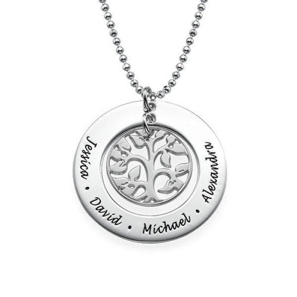 Silver Family Tree Personalised Necklace - AMAZINGNECKLACE.COM