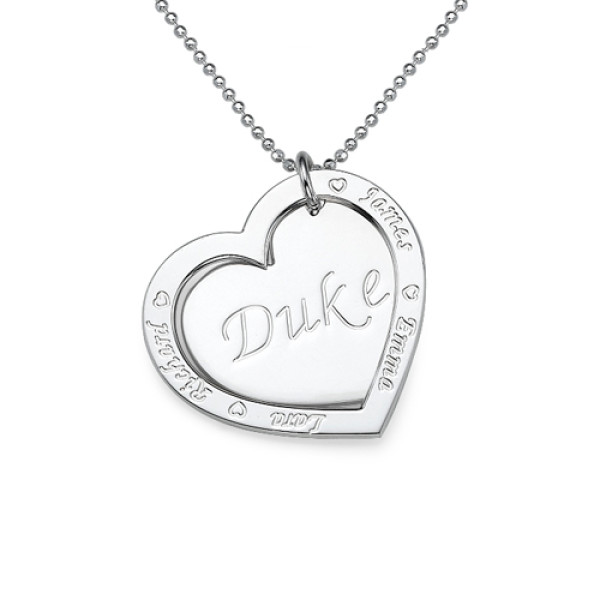 Family Heart Personalised Necklace in Silver - AMAZINGNECKLACE.COM