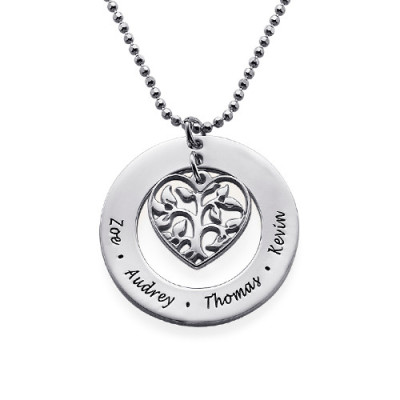 Gifts for Mum - Heart Family Tree Personalised Necklace - AMAZINGNECKLACE.COM