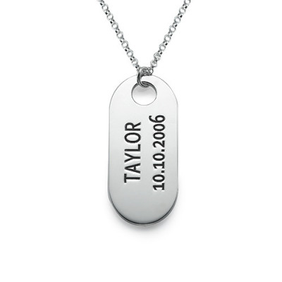 Sterling Silver ID Tag Personalised Necklace - AMAZINGNECKLACE.COM