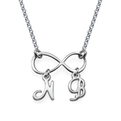 Sterling Silver Infinity Personalised Necklace with Initials - AMAZINGNECKLACE.COM