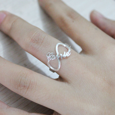 Personalised Infinity Nameplate Ring Sterling Silver - AMAZINGNECKLACE.COM