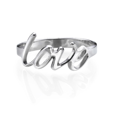 Sterling Silver Love Personalised Ring - AMAZINGNECKLACE.COM