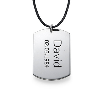 Sterling Silver Men's "Dog Tag" Personalised Necklace - AMAZINGNECKLACE.COM