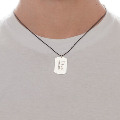 Sterling Silver Men's "Dog Tag" Personalised Necklace - AMAZINGNECKLACE.COM