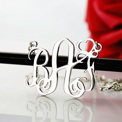 Personalised Initial Monogram Necklace With Heart Srerling Silver - AMAZINGNECKLACE.COM