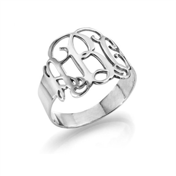 Sterling Silver Monogram Personalised Ring - AMAZINGNECKLACE.COM