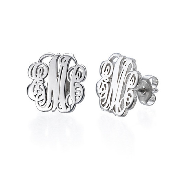 Sterling Silver Monogram Stud Personalised Earrings - AMAZINGNECKLACE.COM