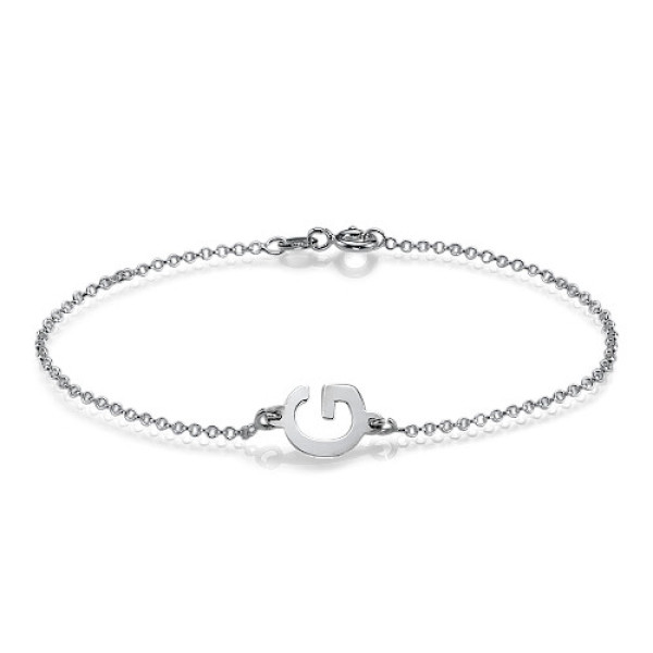 Sterling Silver Sideways Initial Personalised Bracelet/Anklet - AMAZINGNECKLACE.COM