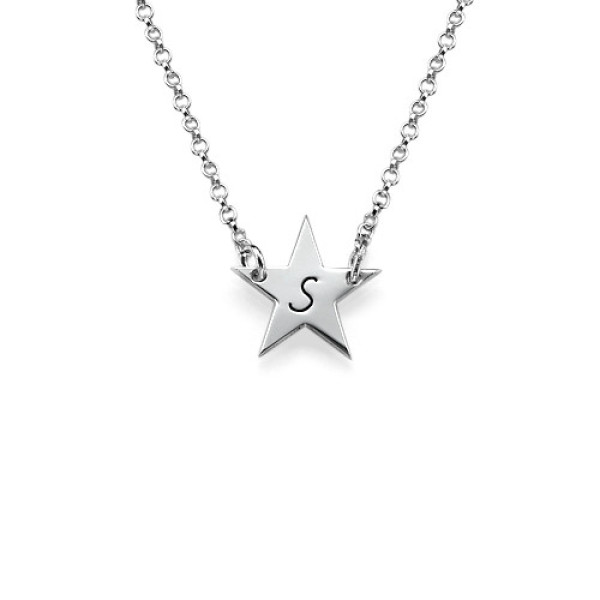 Sterling Silver Star Initial Personalised Necklace - AMAZINGNECKLACE.COM