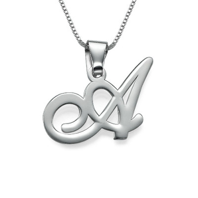 Sterling Silver Initials Pendant With Any Letter - AMAZINGNECKLACE.COM